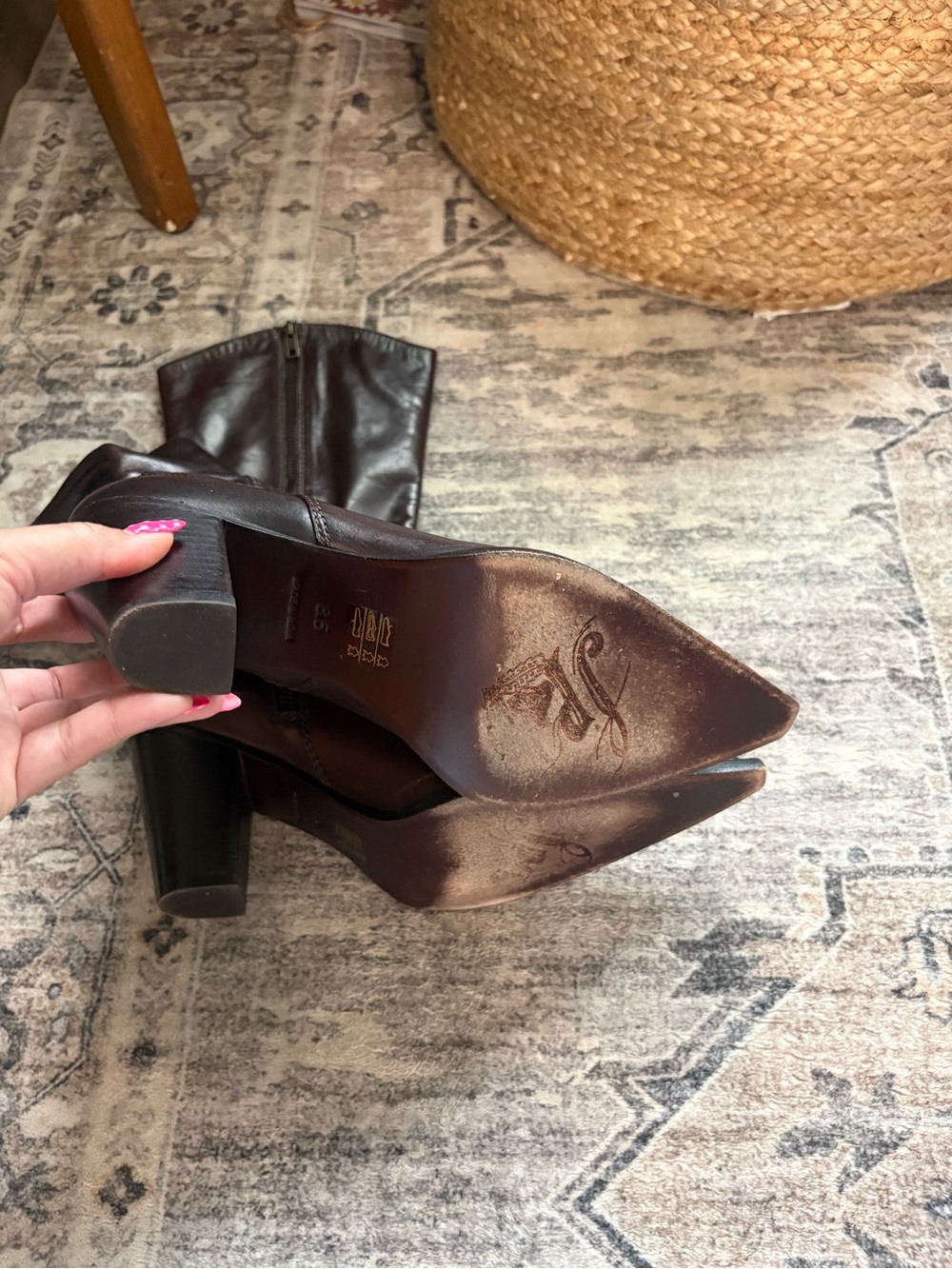 Free People Copenhagen leather point boots brown size 8.5 western cowgirl - Picture 5 of 16